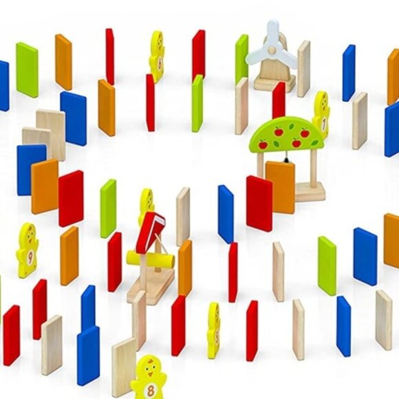 Viga Colorful Wooden Domino Run Set 116 Pcs New Sealed - Picture 8 of 16